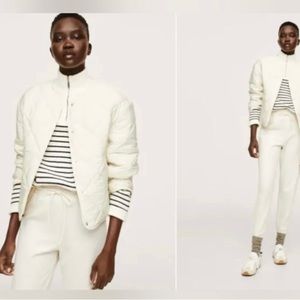 MNG Mango Ultralight Wmns Sz LQuilted Jacket Ivory Water Repellent Thermal